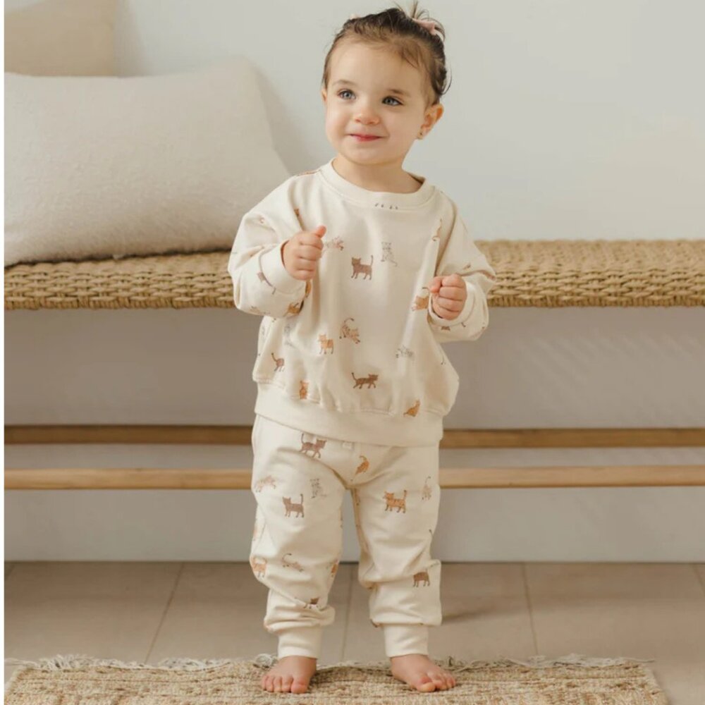 NWT - Quincy Mae Cats Sweat Set ORGANIC - Picture 3 of 4